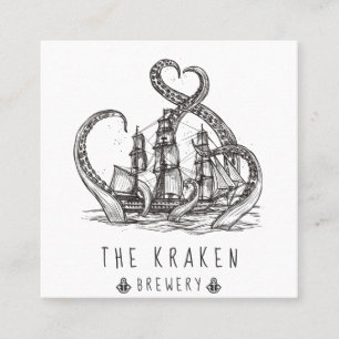 Quadrado Cartão de visita da Praça Náutica Kraken Sketch