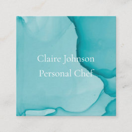 Quadrado Cartão de visita de Aquarela Azul Moderno
