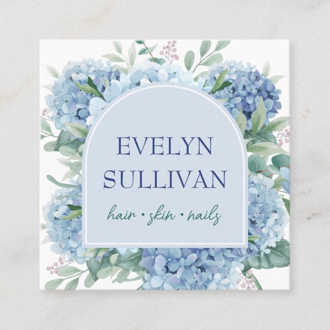 Quadrado Cartão de visita de arco de Hydrangea (Frente)