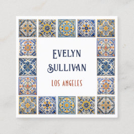 Quadrado Cartão de visita de armação de azulejos mediterrân