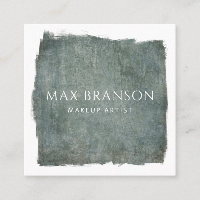 Quadrado Cartão de visita de Artista de Maquiagem de Cinza  (Frente)