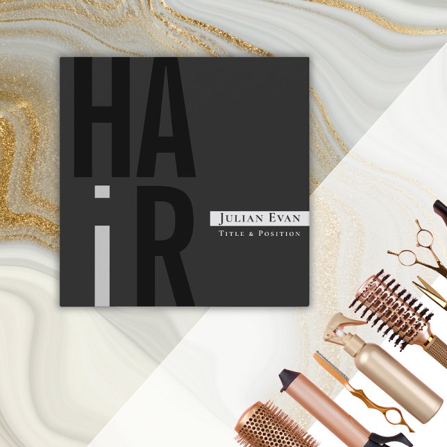 Quadrado Cartão de visita de cabeleireiro monocromático mod (Criador carregado)