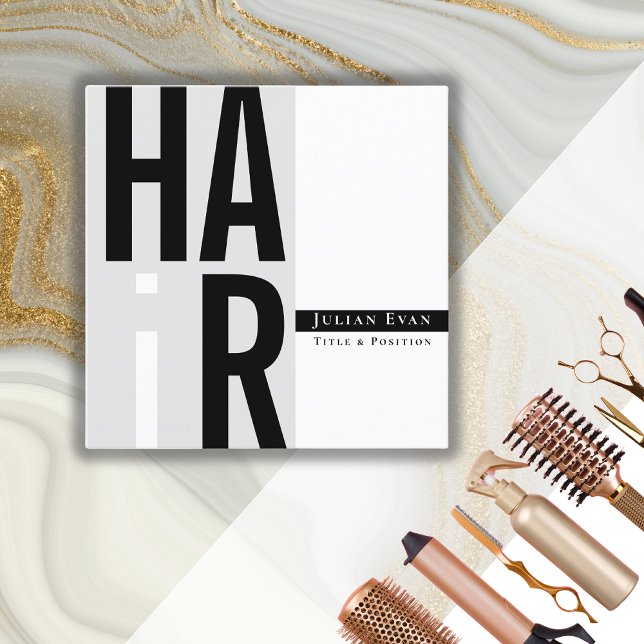 Quadrado Cartão de visita de cabeleireiro preto e branco si (Criador carregado)