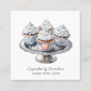 Quadrado Cartão de visita de catador de Cupcake ilustrado
