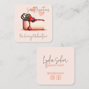 Quadrado Cartão de visita de Chef de Pastelaria Personaliza