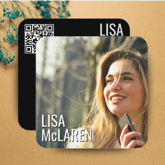 Quadrado Cartão de visita de Código QR de Foto Minimalista 