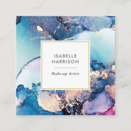 Quadrado cartão de visita de cor azul de ouro roxo