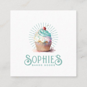 Quadrado Cartão de visita de Cupcake de padaria