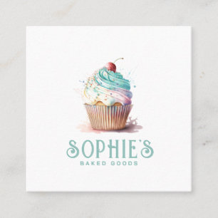 Quadrado Cartão de visita de Cupcake de padaria