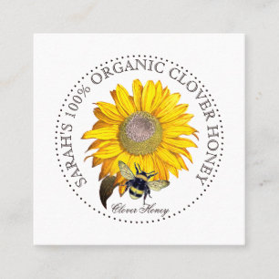Quadrado Cartão de visita de Dandelion Amarelo de Abelhas 