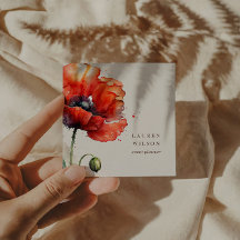 Cartão de visita de Elegante de Flor Vermelho