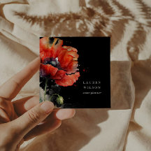 Cartão de visita de Elegante de Flor Vermelho