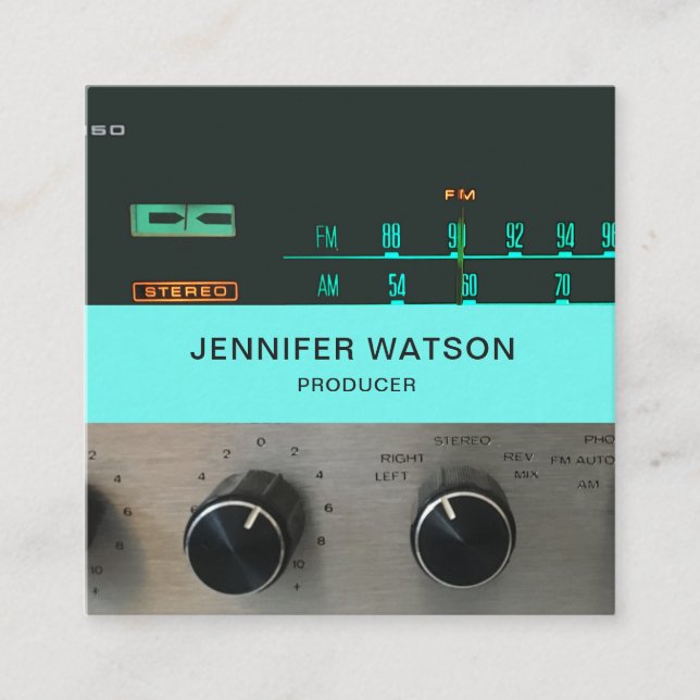 Quadrado cartão de visita de Estéreo Vintage (Frente)