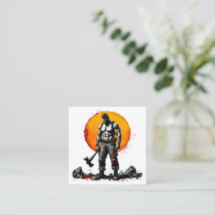 Quadrado cartão de visita de fantasia medieval bárbara guer