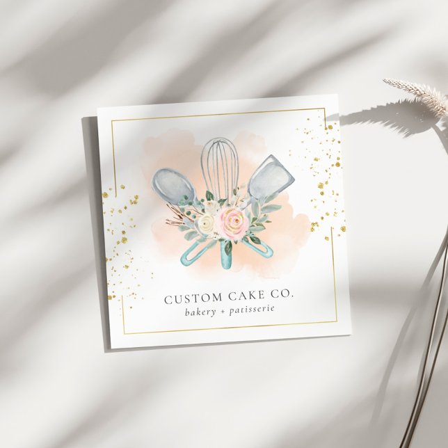 Quadrado Cartão de visita de Ferramentas de Chef de Cakes P (Criador carregado)