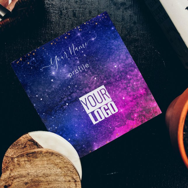 Quadrado cartão de visita de galáxia roxa ramificada (Criador carregado)