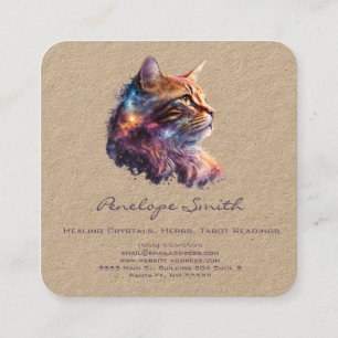 Quadrado Cartão de visita de Ginger Cat Square de Watercolo
