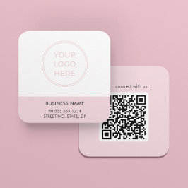 Quadrado Cartão de visita de logotipo de código QR rosa mod