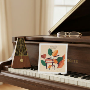 Quadrado Cartão de Visita de Música de Piano Outono Artísti
