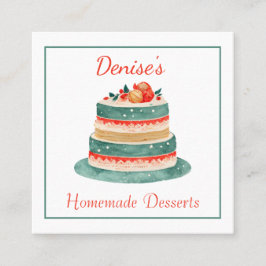 Quadrado Cartão de visita de padaria de bolos decorados com