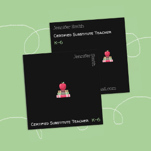 Quadrado Cartão de visita de preto para educador moderno