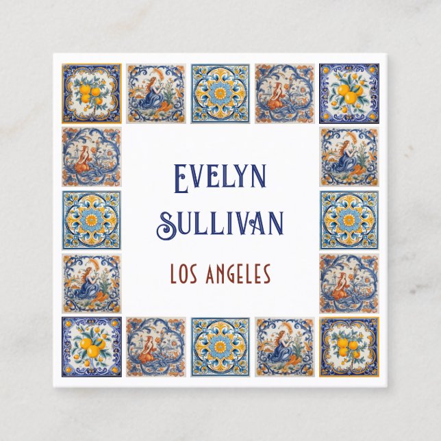 Quadrado Cartão de visita de quadro azulejo italiano (Frente)