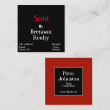 Cartão de visita de realismo preto/vermelho ao qua