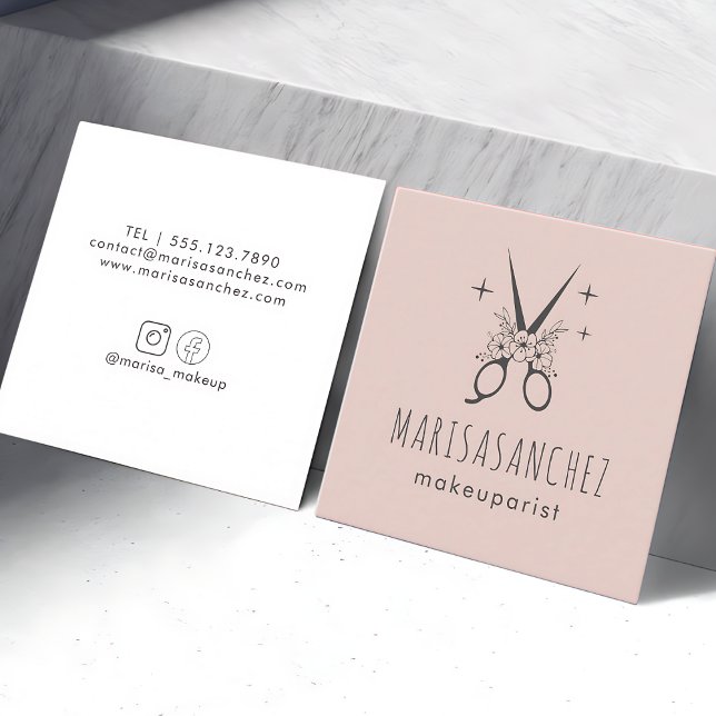 Quadrado Cartão de visita de Stylist para o cabelo minimali (Minimalist Hair Stylist Business Card)