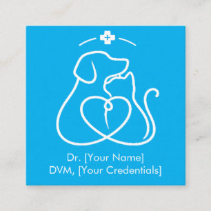 Quadrado Cartão de visita de Vet minimalista com logotipo d