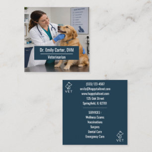 Quadrado Cartão de Visita de Veterinário Personalizável Mod
