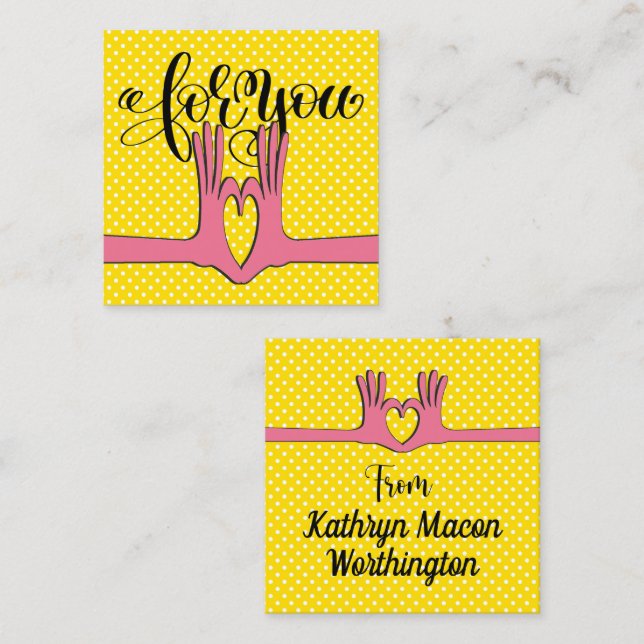 Quadrado Cartão de visita do gabinete de presentes para mão (Frente/Verso)