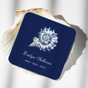 Quadrado Cartão de visita do logotipo branco azul-marinho