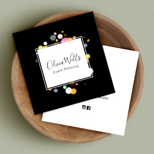 Quadrado Cartão de visita do Plano de Eventos Confetti Pret