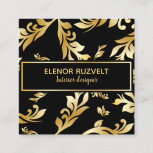 Quadrado Cartão de visita Dourado floral luxo elegante