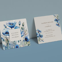 Cartão de visita Elegante de Flor Azul