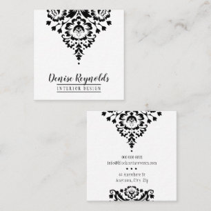 Quadrado CARTÃO DE VISITA elegante na moda damask preto