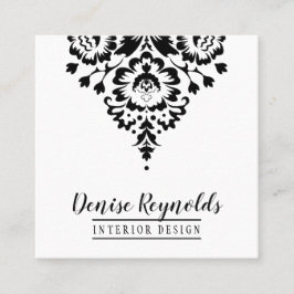 Quadrado CARTÃO DE VISITA elegante na moda damask preto