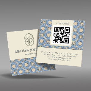 Quadrado Cartão de Visita Empresarial Código QR Moderno Art