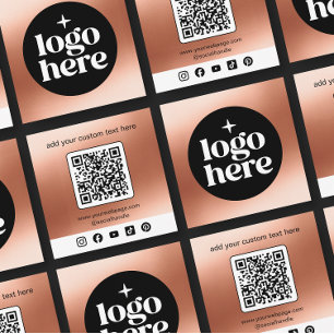 Quadrado Cartão de Visita Empresarial com Código QR e Logot