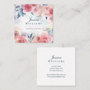 Quadrado Cartão de visita floral de Boho dos rosas rosas