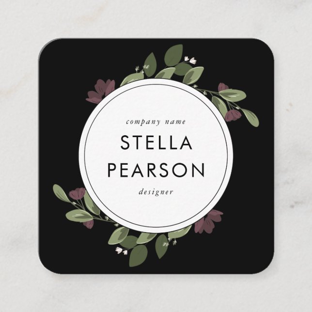 Quadrado Cartão de visita Floral Moderno (Frente)