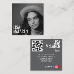 Quadrado Cartão de visita - Foto profissional e código QR
