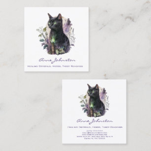Quadrado Cartão de visita Gatinho preto de aquarelas