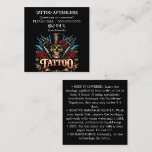 Quadrado Cartão de Visita Instruções de Cuidados Pós-Tatuag