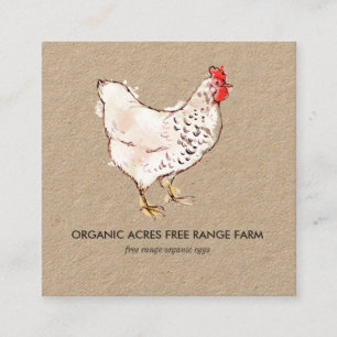 Quadrado Cartão de Visita Kraft Ilustração de Frango