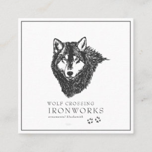 Quadrado Cartão de Visita Lobo Desenho Vintage