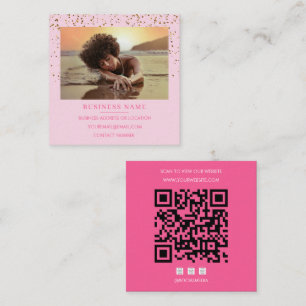 Quadrado Cartão de Visita Personalizado Brilho Rosa Dourado