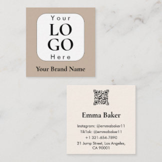 Quadrado Cartão de Visita Personalizado com Logotipo e Códi