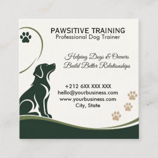 Quadrado Cartão de Visita Personalizado de Treinador de Cãe
