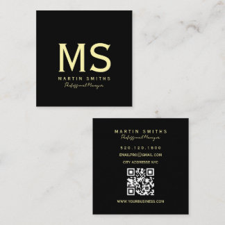 Quadrado Cartão de visita preto clássico royal